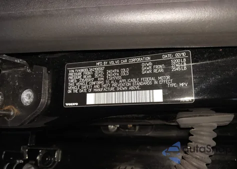 2010 Volvo Xc60 3.2 из США, поврежденный, VIN YV4960DL3A2106567